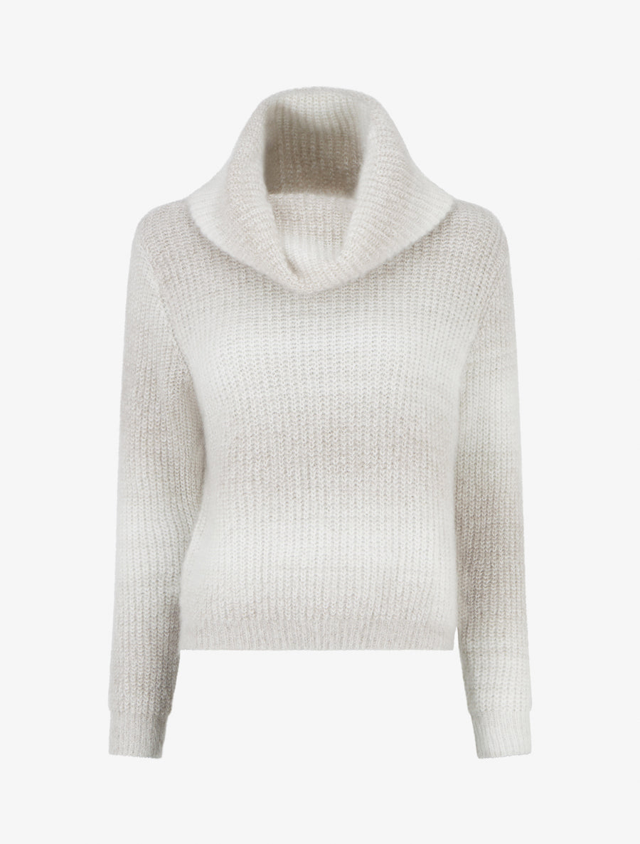 Pull droit effet duveteux à col roulé - Gris clair - 1