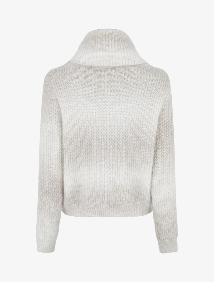 Pull droit effet duveteux à col roulé - Gris clair - 2