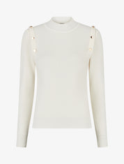 Pull uni à boutons décoratifs - Crème - 1