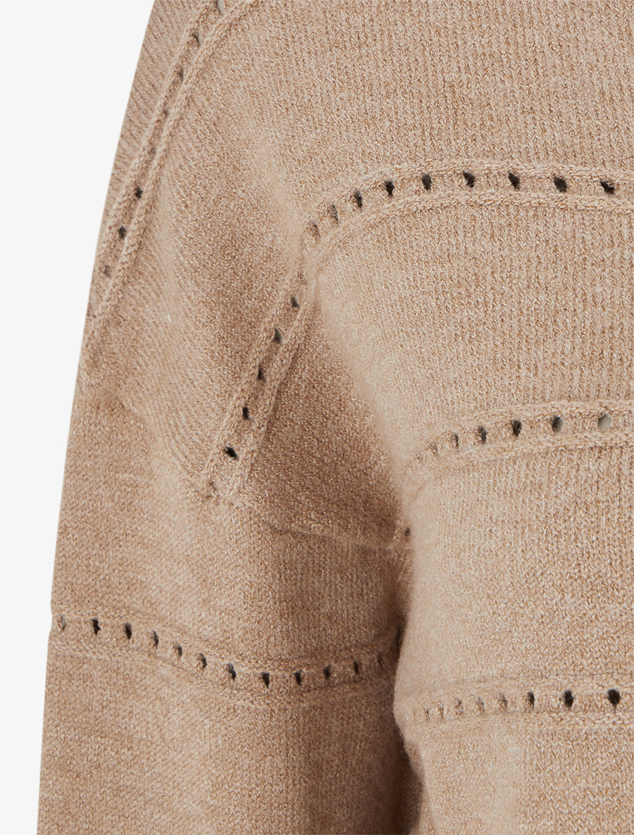 Pull uni ajouré - Taupe - 3
