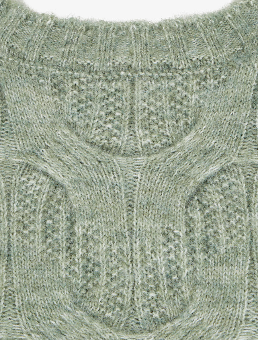 Pull droit en maille fantaisie - Vert olive - 3