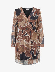 Robe mi-longue imprimé feuillage irisé - Noir - 1