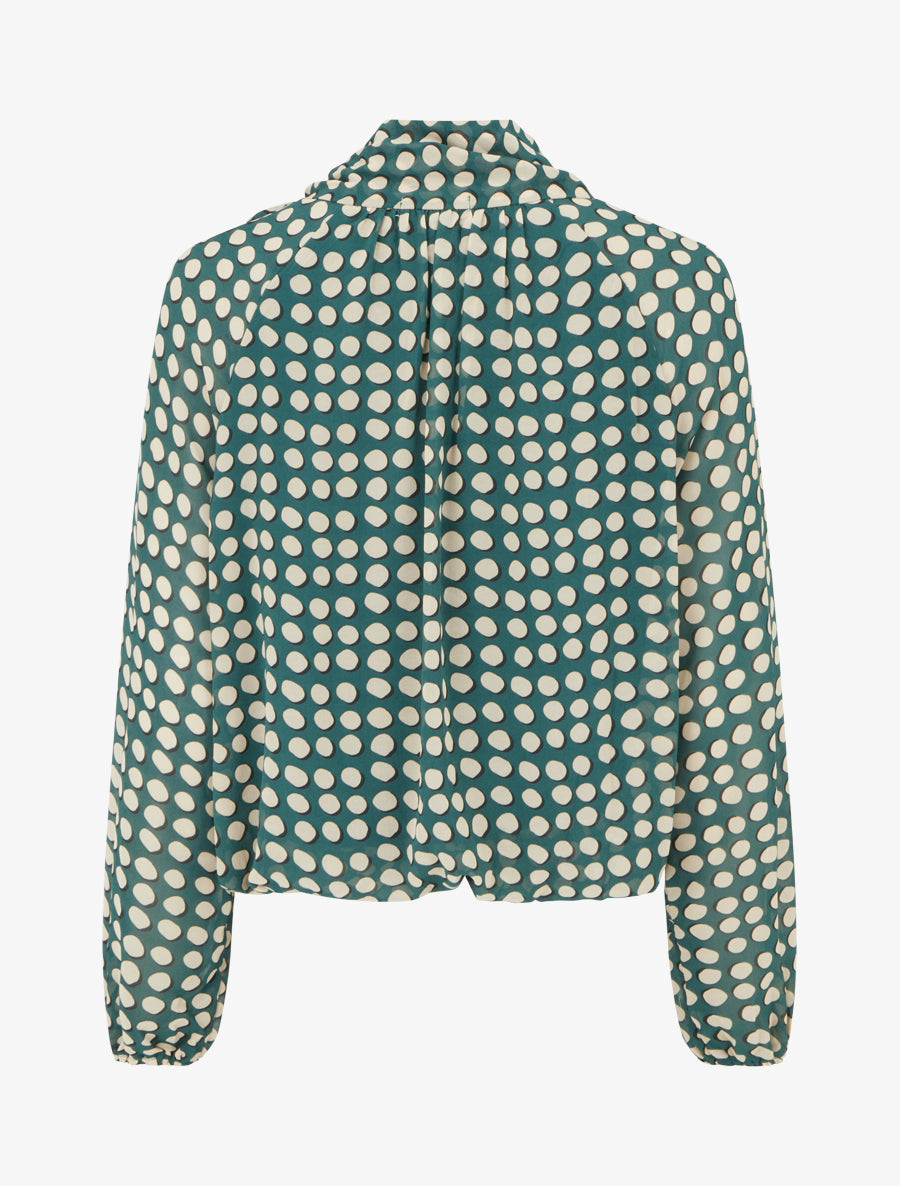 Blouse imprimé rond à nouer - Vert sapin - 2