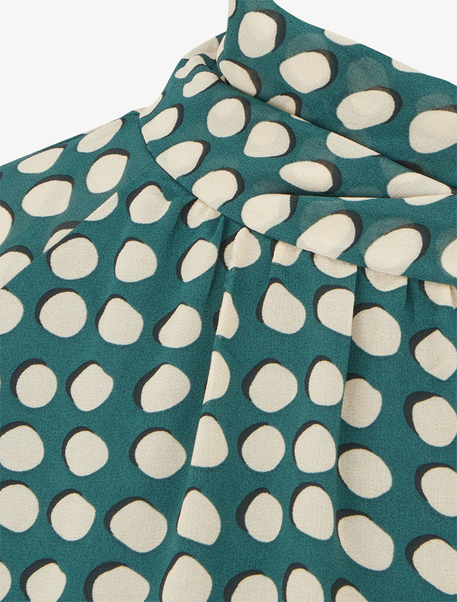 Blouse imprimé rond à nouer - Vert sapin - 3