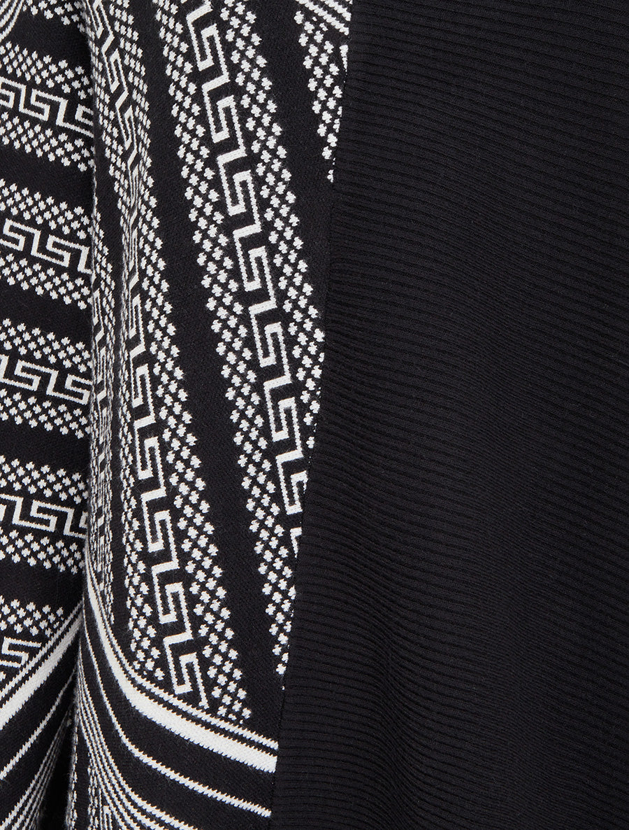 Poncho imprimé graphique à col mantant - Noir - 3