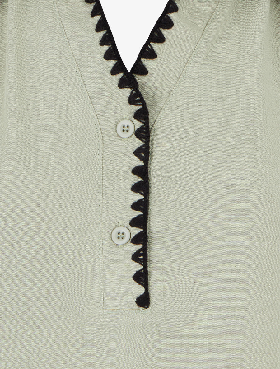 Chemisier sans manches à col brodé - Vert amande - 3