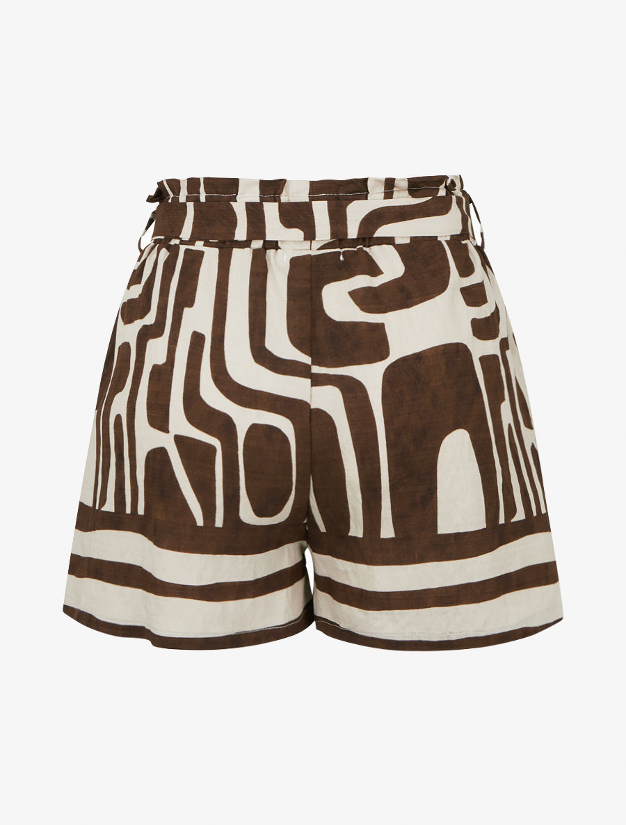 Short fluide taille haute à nouer - Marron