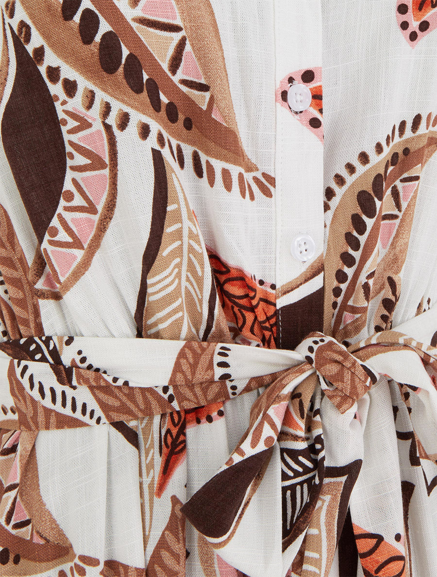 Robe chemise longue à imprimé feuillages - Marron - 3