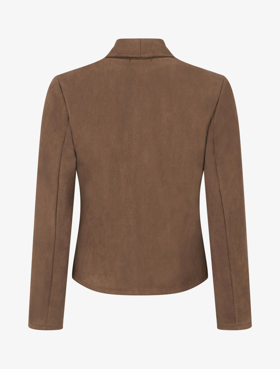 Veste en suédine à poches décoratives zippées - Marron