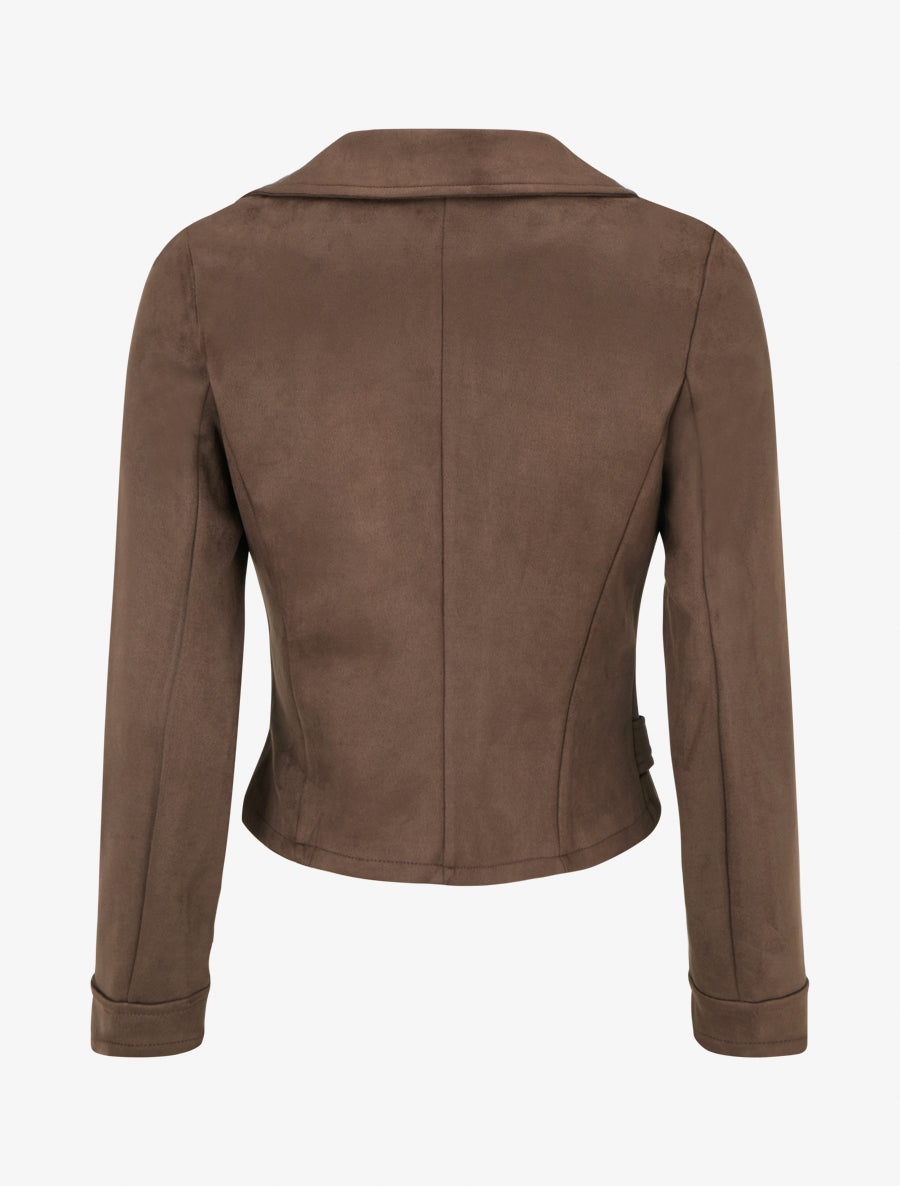 Veste en suédine à fermeture zippée - Marron