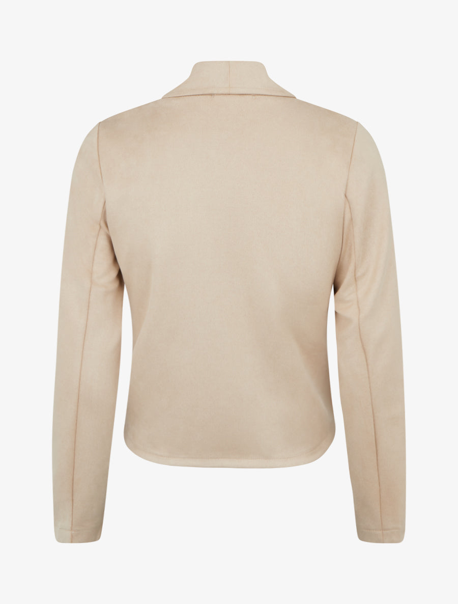 Veste en suédine à col châle - Beige