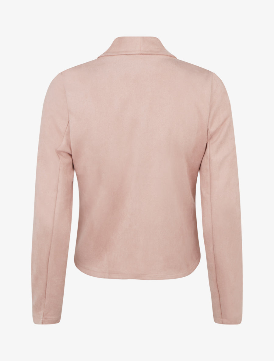 Veste en suédine à col châle - Rose