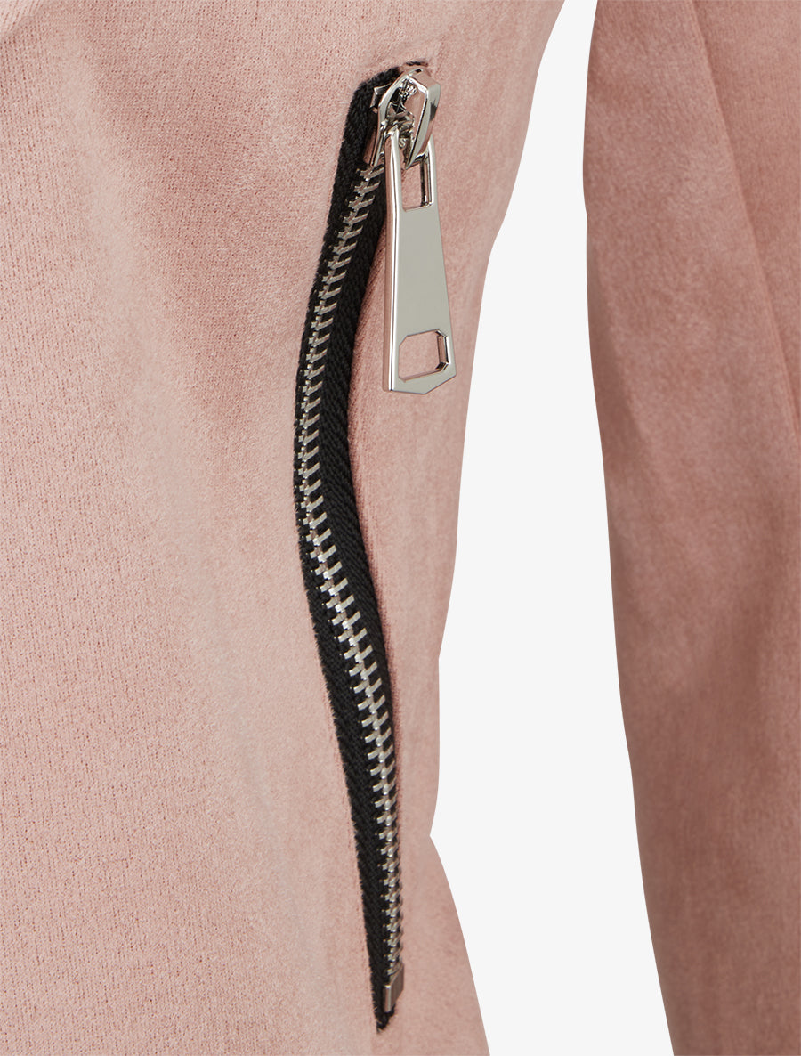 Veste en suédine à col châle - Rose