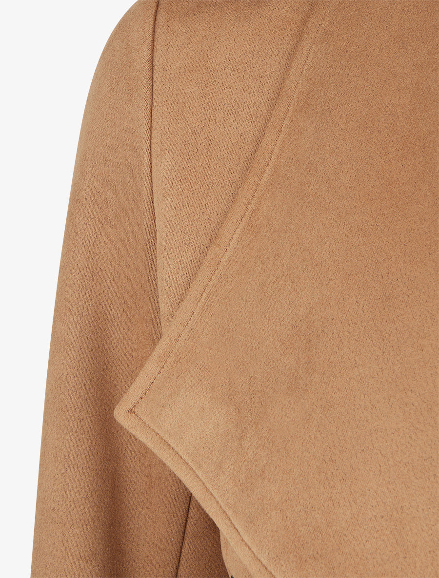 Veste en suédine à col châle - Camel