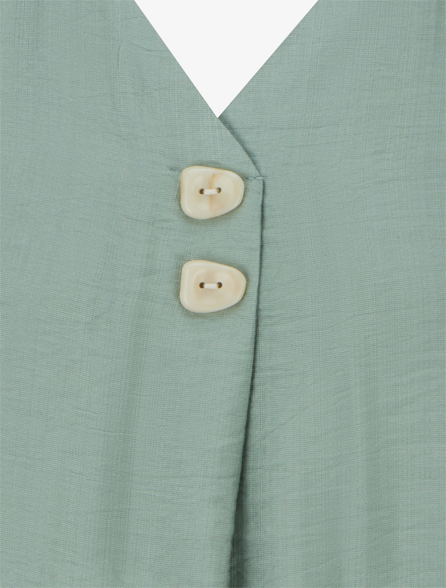 Top sans manches à col V boutonné - Vert clair - 3