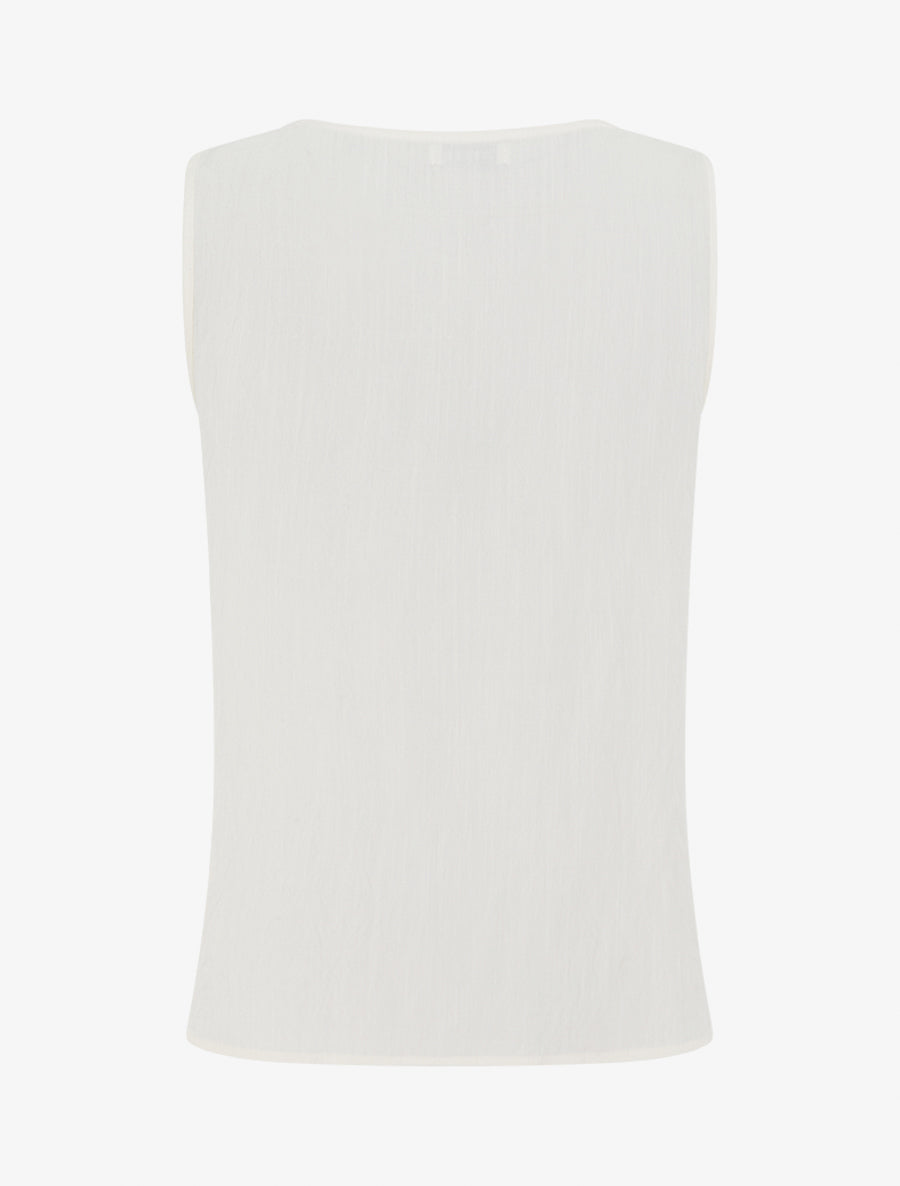 Top sans manches droit à broderies - Blanc - 2