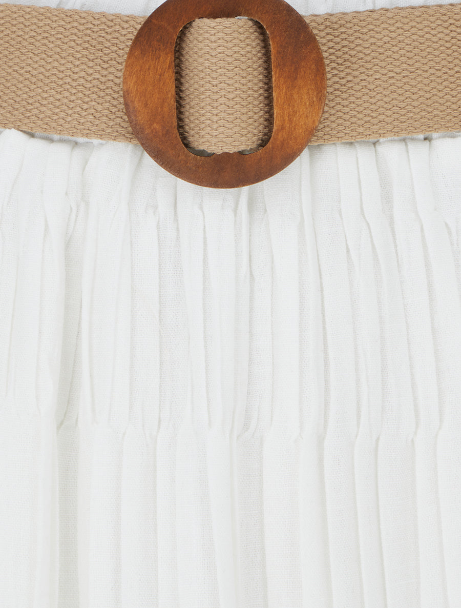 Jupe longue plissée à taille élastiquée - Blanc - 3