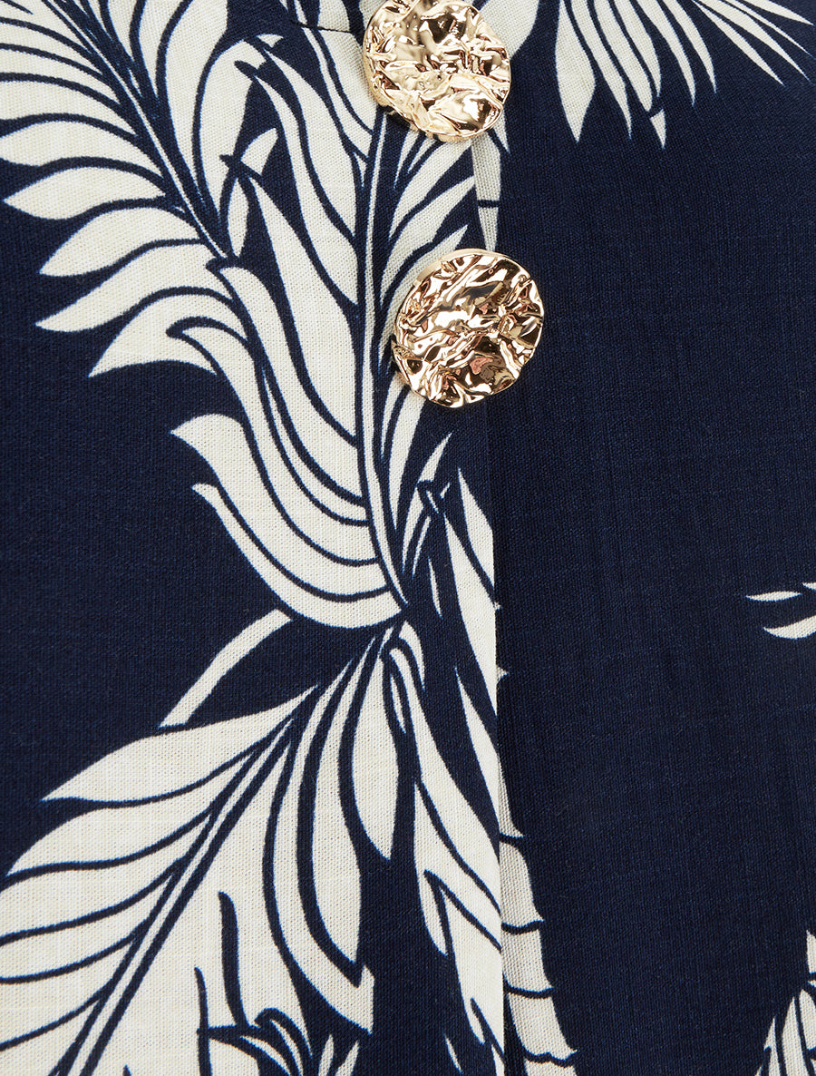 Top imprimé à boutons décoratifs - Marine - 3