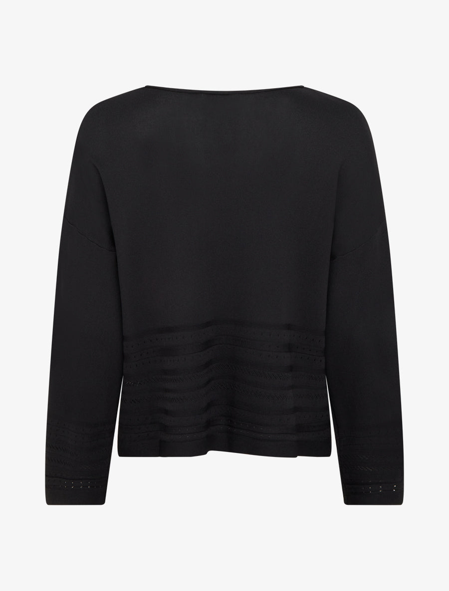 Top droit en maille à bords fantaisie - Noir - 2