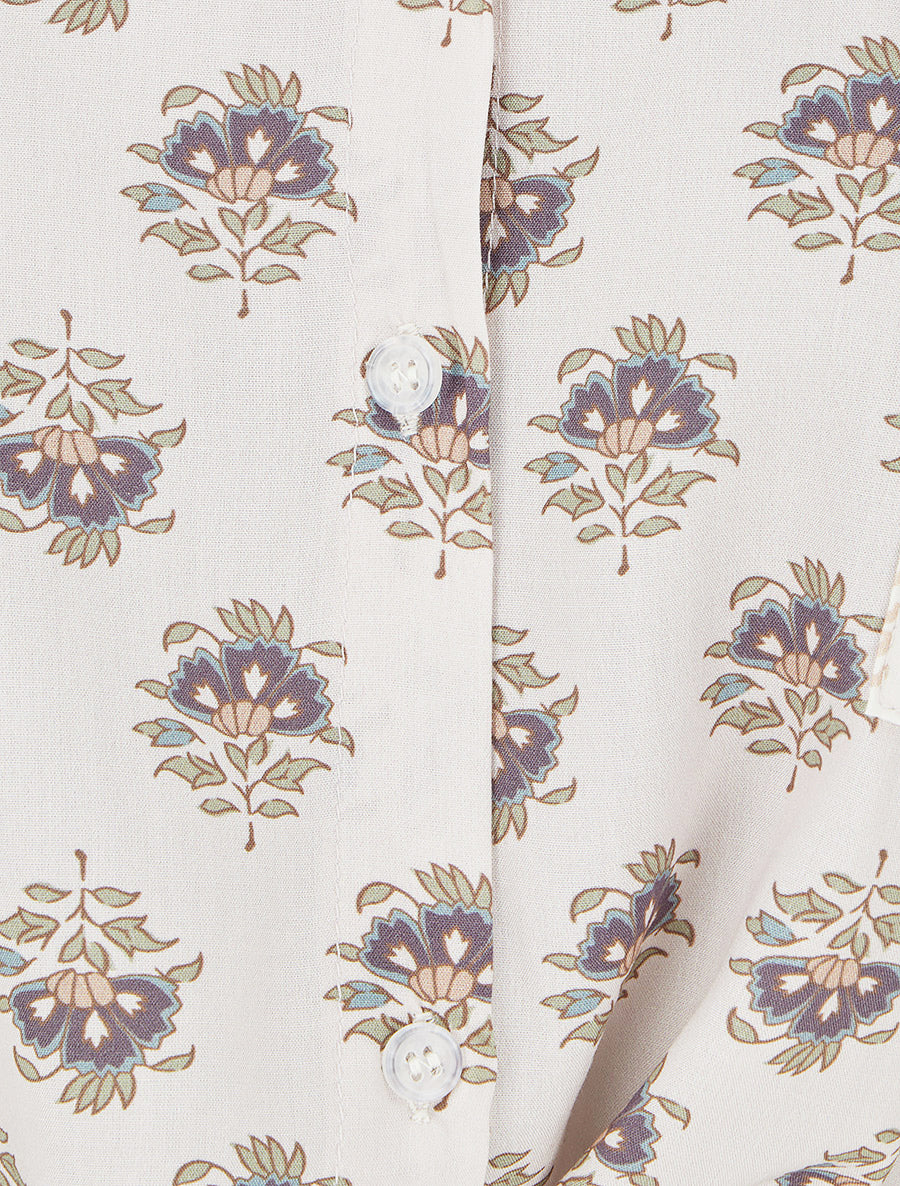 Chemise courte à nouer imprimé floral - Gris foncé - 3