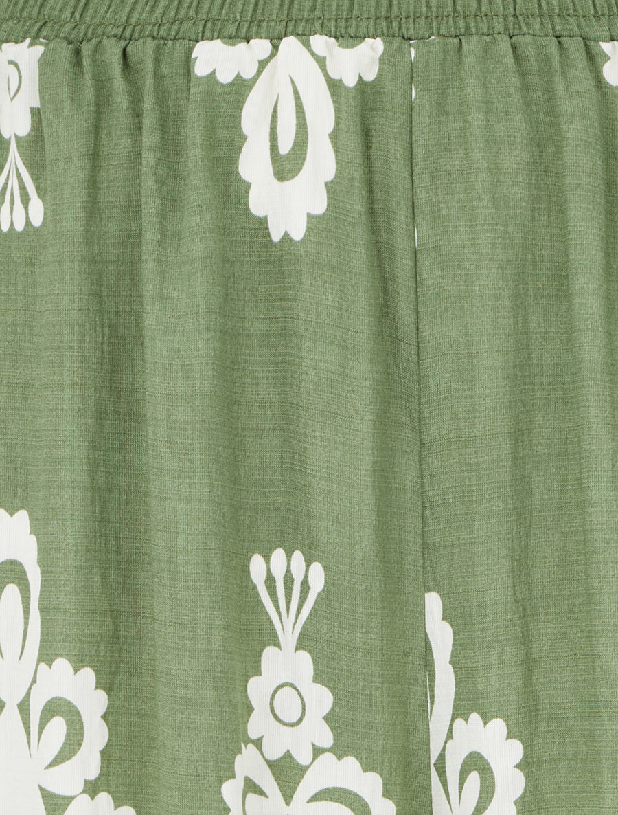 Pantalon ample à imprimé arabesque - Kaki - 3