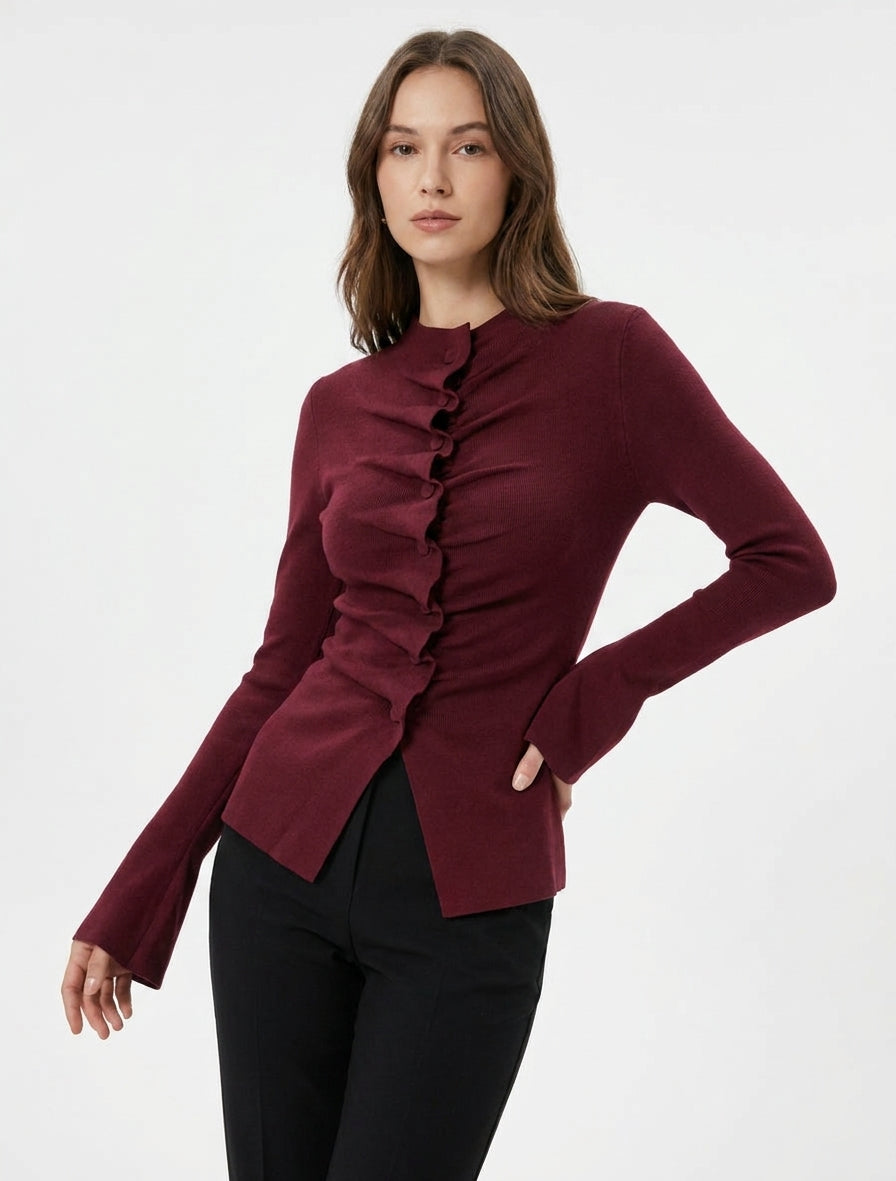 Gilet moulant col montant - Bordeaux