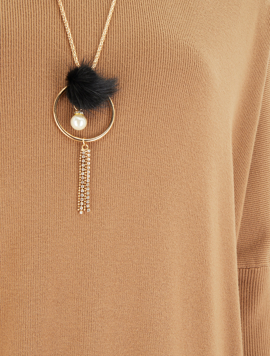 Pull long uni asymétrique - Camel - 3