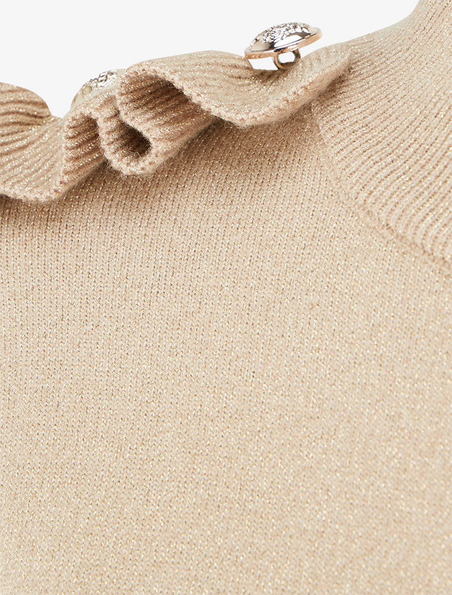 Pull uni pailleté à boutons décoratifs - Taupe - 3