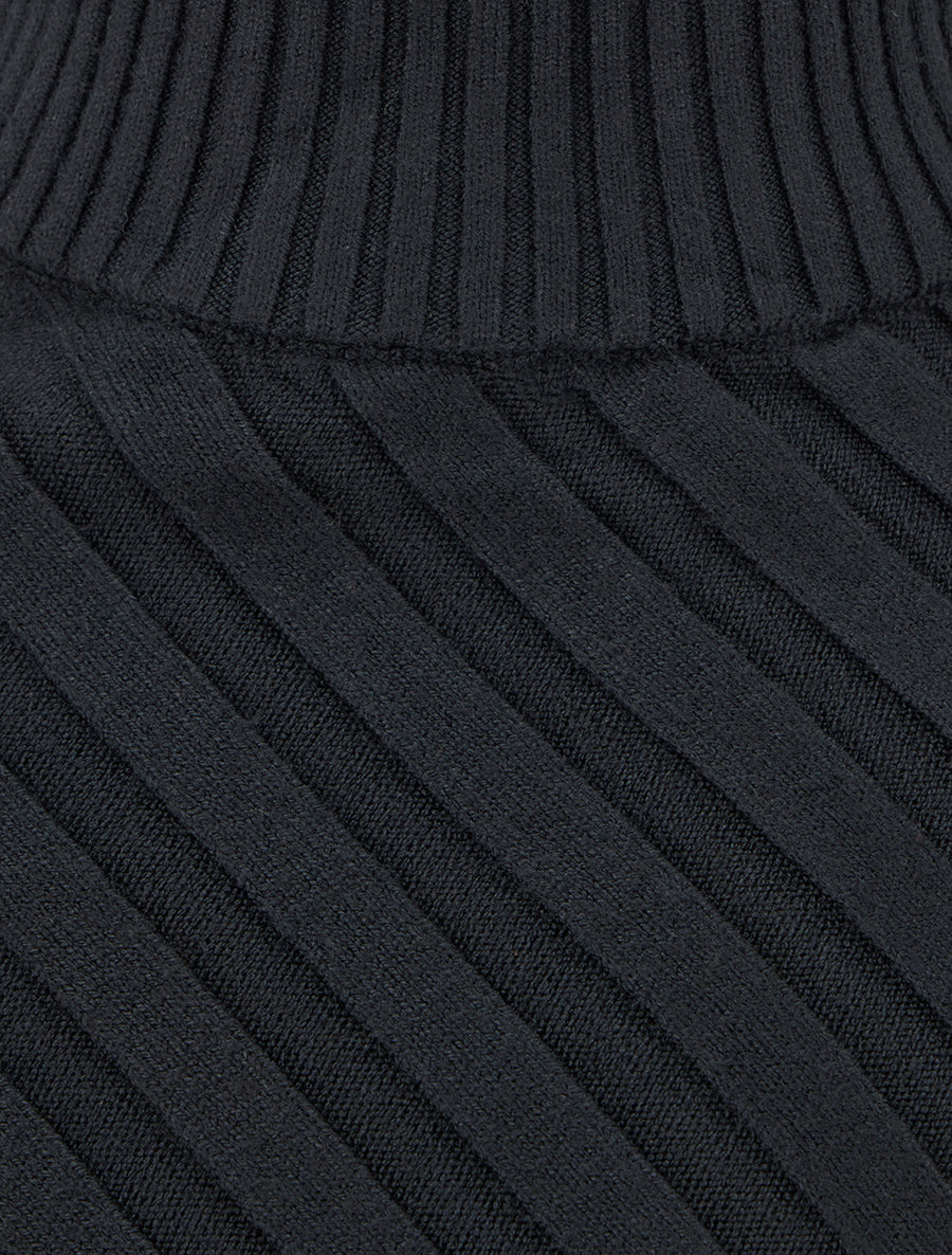 Pull overzise asymétrique à col montant - Noir - 3