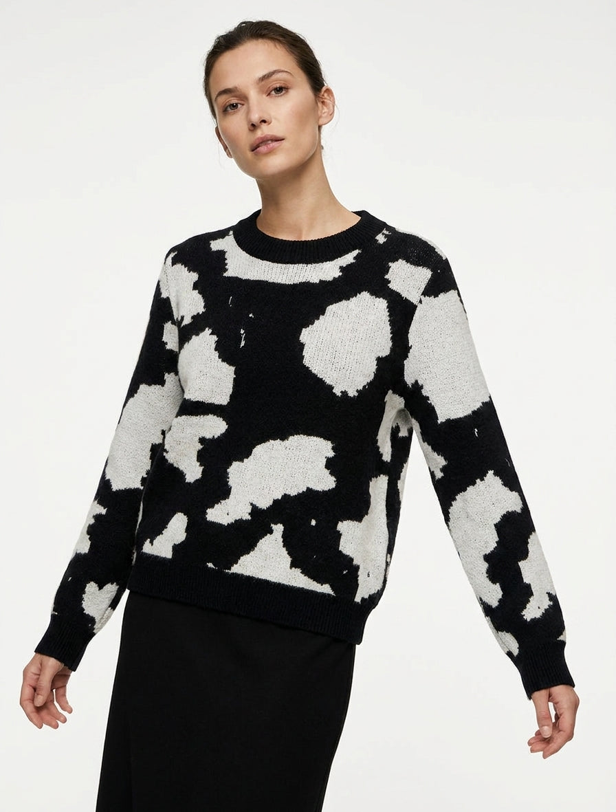 Pull en maille encolure ronde - Gris