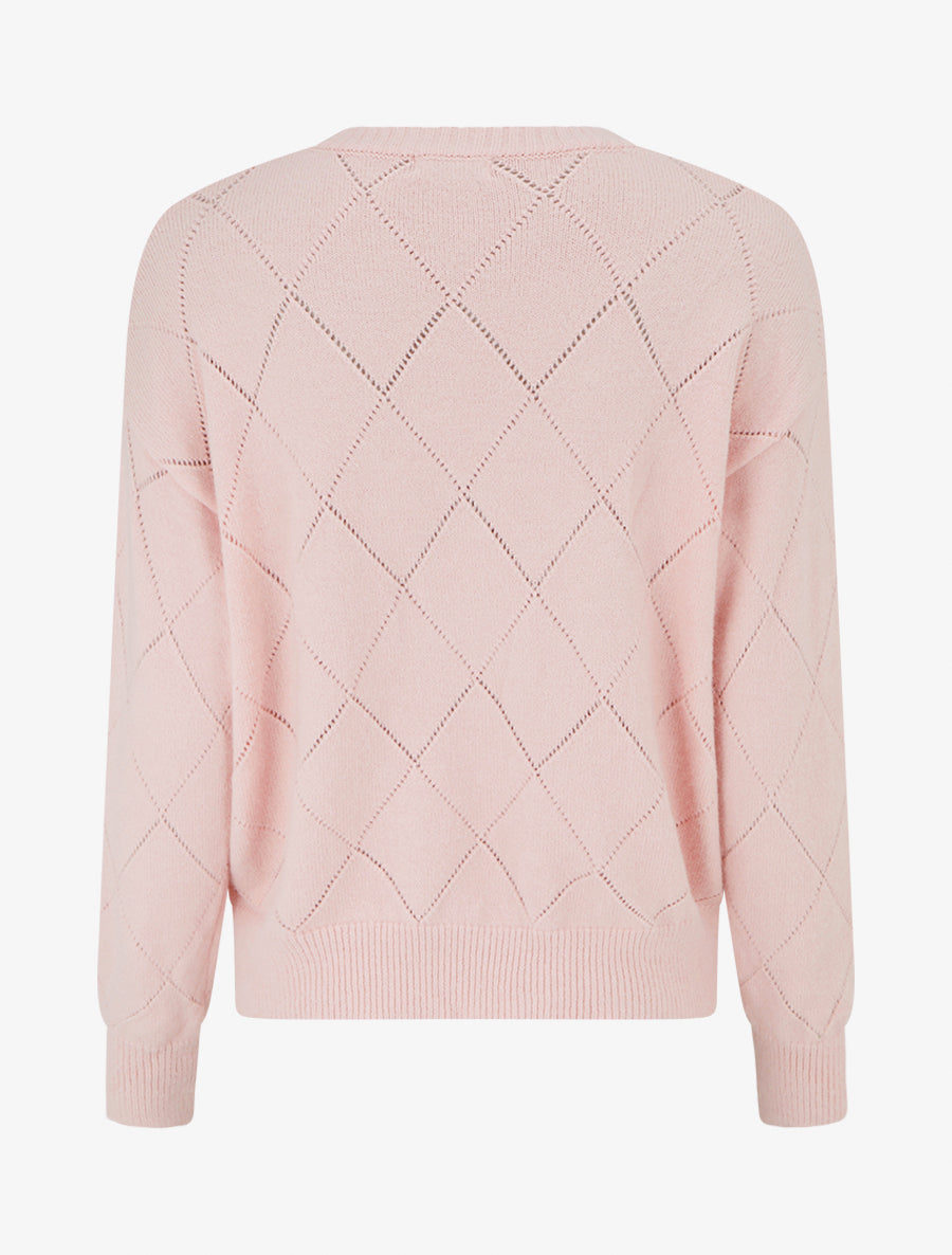 Pull uni en maille à col rond - Rose - 2