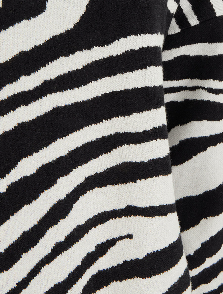 Pull ample imprimé zèbre - Blanc - 3
