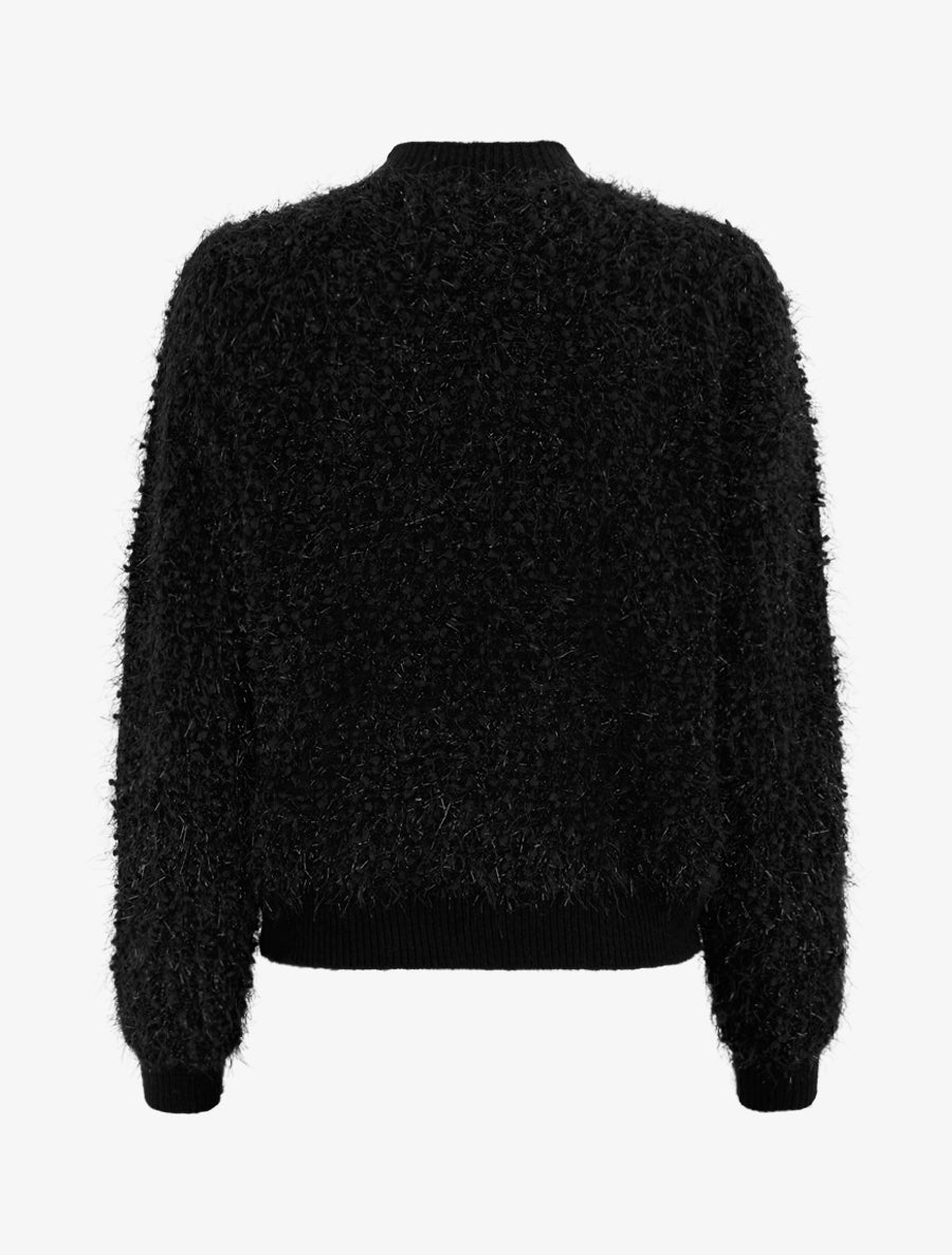 Pull droit en maille duveteuse irisée - Noir - 2