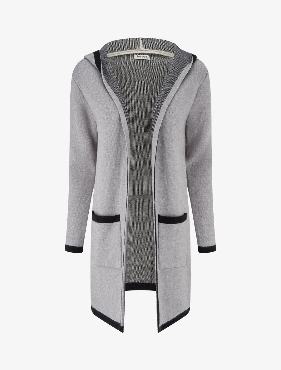 Gilet ouvert à capuche - Gris - 1
