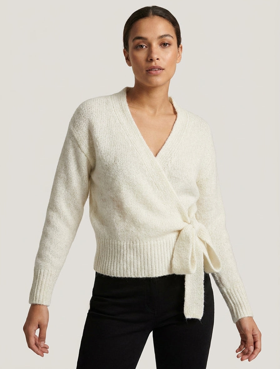 Pull cache-cœur à fils irisés - Écru