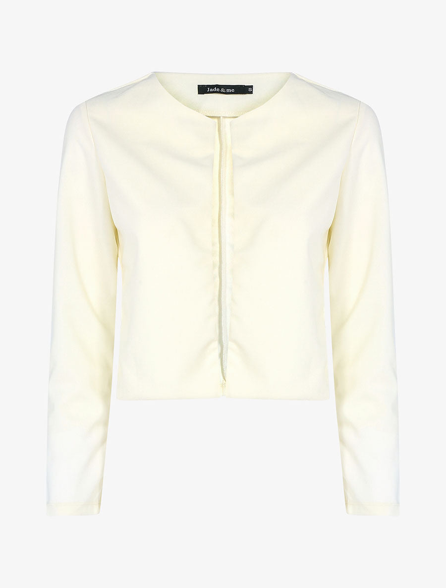 Veste courte à col rond - Beige - 3