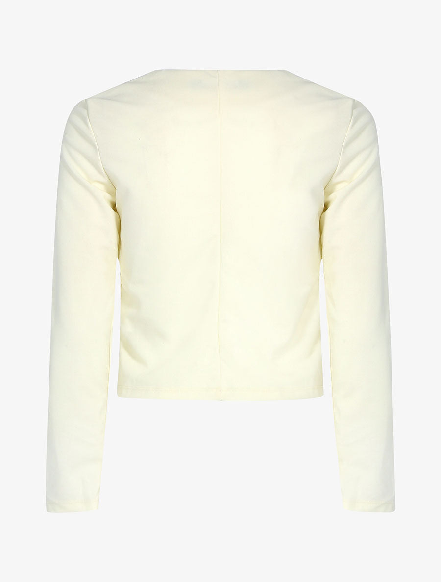 Veste courte à col rond - Beige - 2