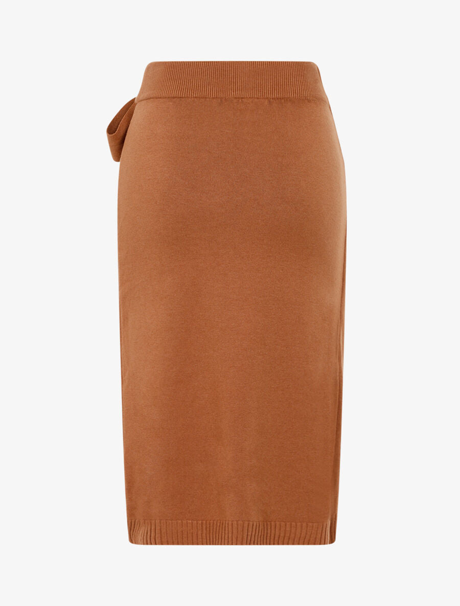 Jupe style portefeuille en maille - Camel - 2