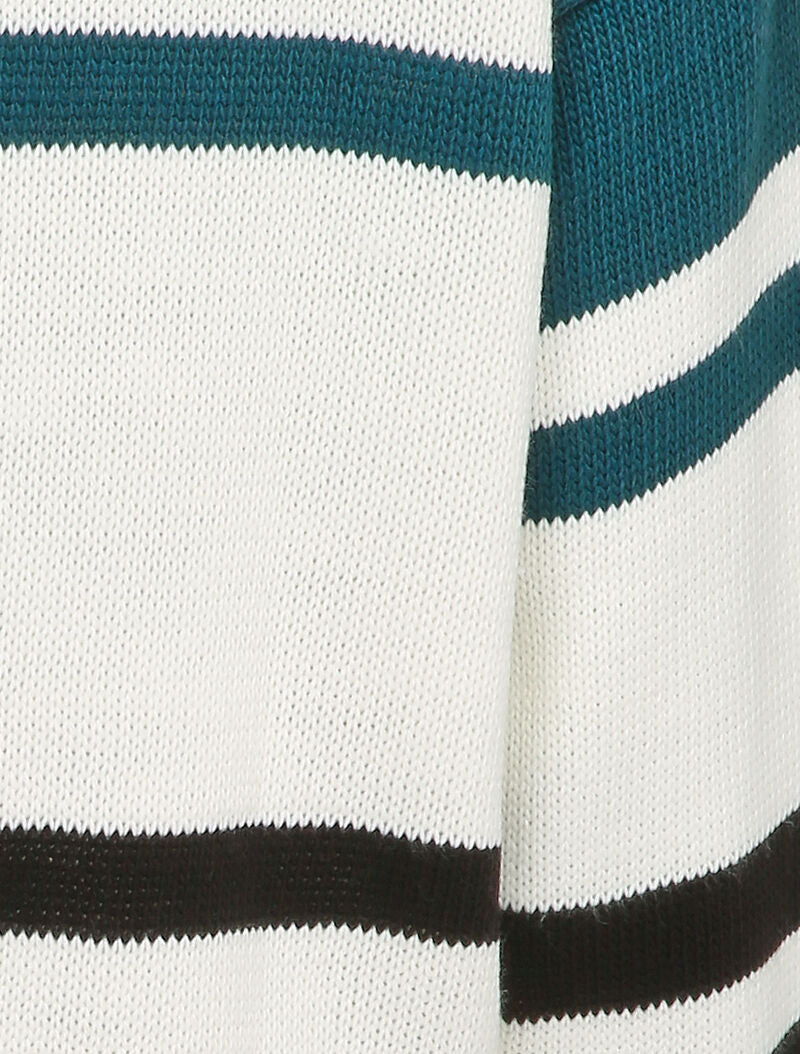 Pull à col V et motif rayé - Bleu - 3