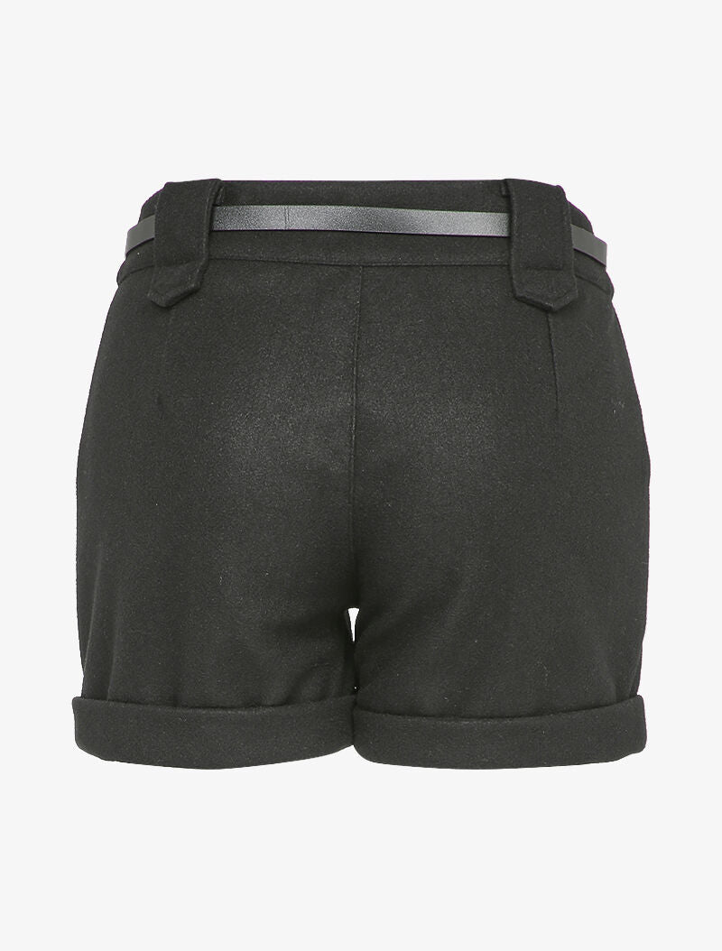Short en feutrine à bords retroussés - Noir - 2