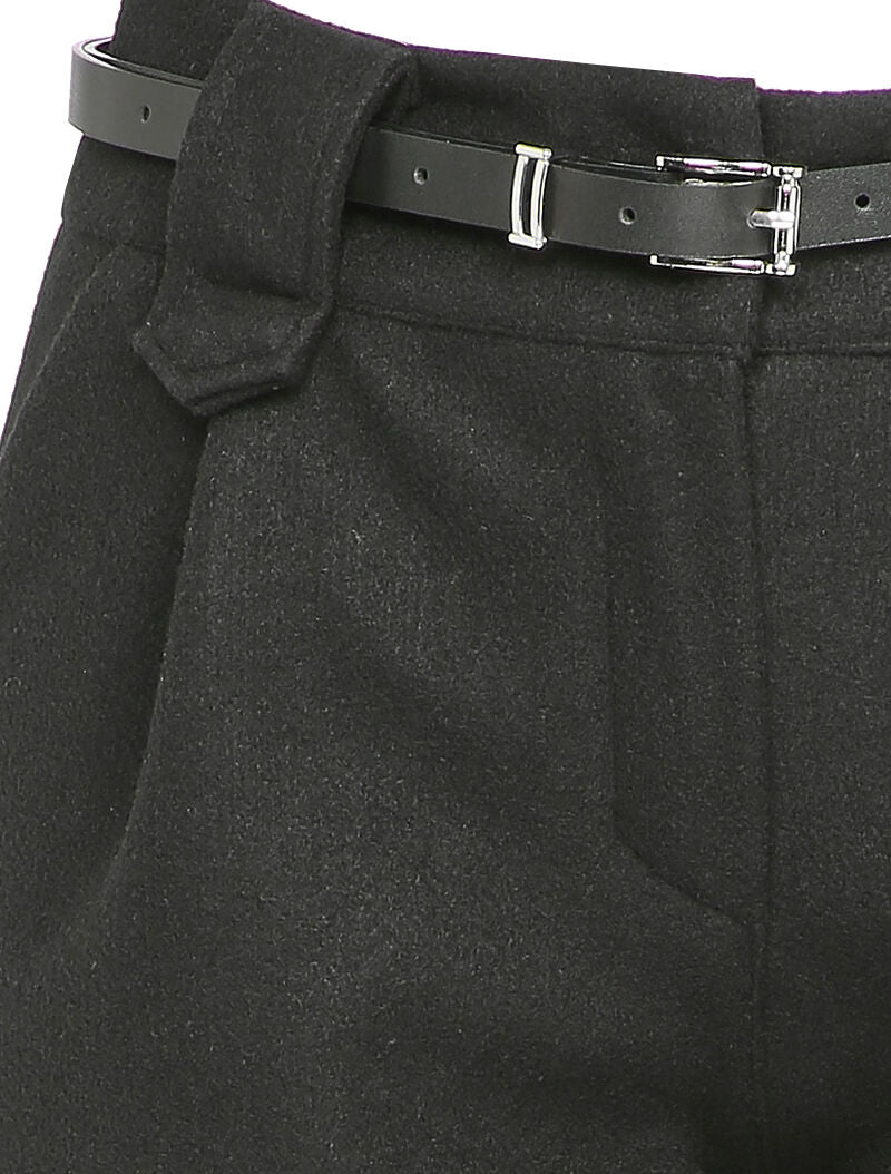 Short en feutrine à bords retroussés - Noir - 3