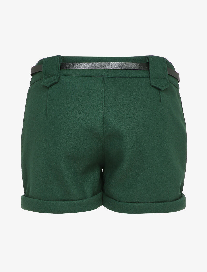 Short en feutrine à bords retroussés - Vert sapin - 2