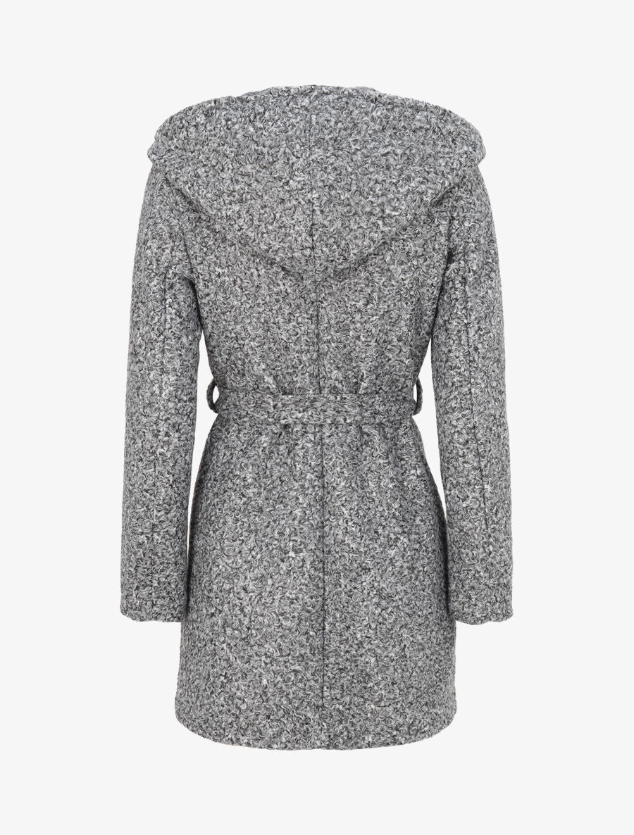 Manteau boutonné à capuche - Gris chiné - 2