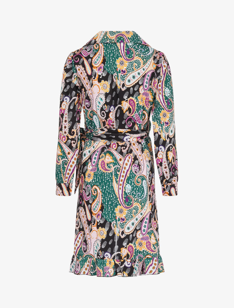 Robe portefeuille volantée à imprimé cachemire stylisé - Noir - 2