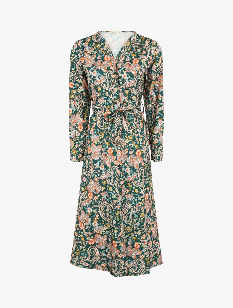 Robe longue à imprimé fleurs sauvages - Vert - 4