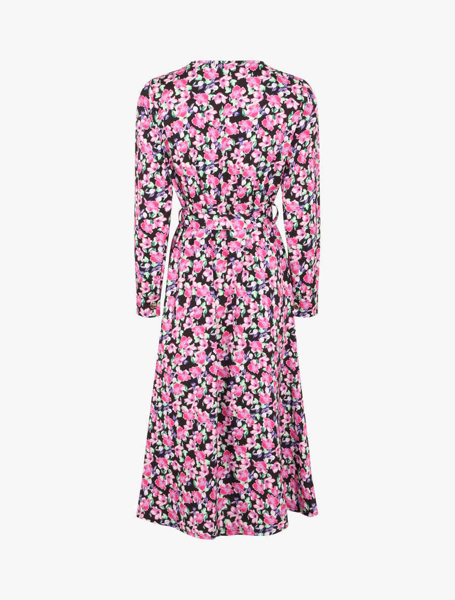 Robe longue à imprimé à fleurs - Noir - 2