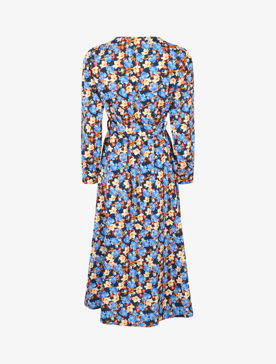 Robe longue à imprimé à fleurs - Bleu marine - 2