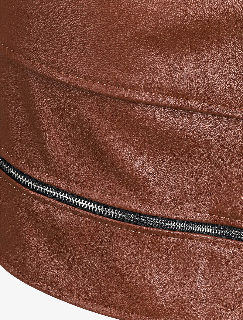 Jupe croisée à bord zippé - Marron - 3