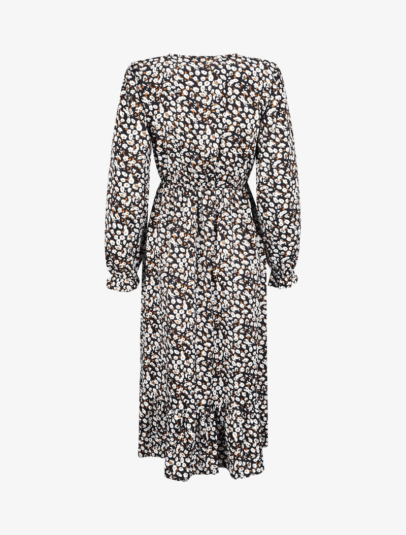 Robe taille empire à imprimé marguerite - Noir - 2