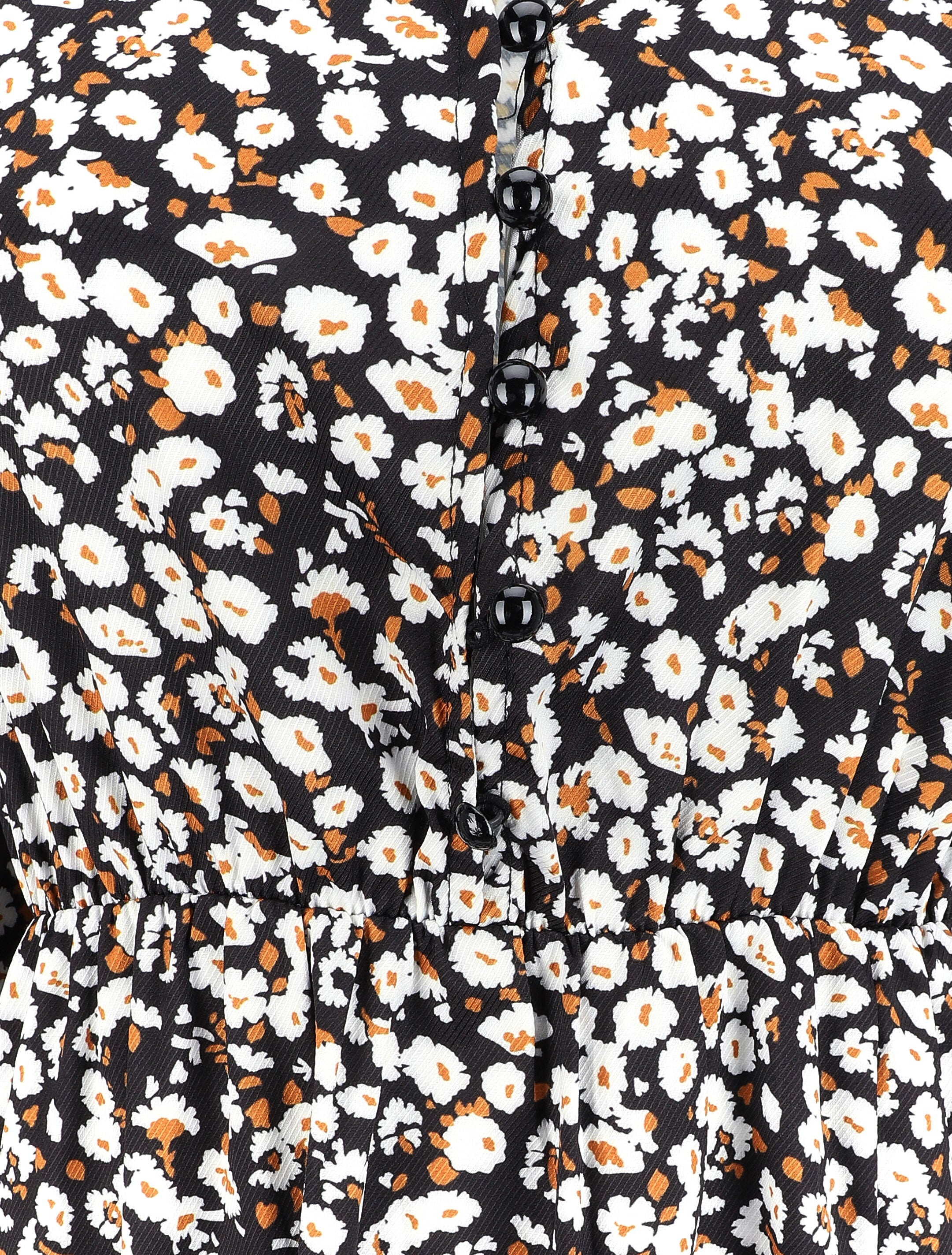 Robe taille empire à imprimé marguerite - Noir - 3